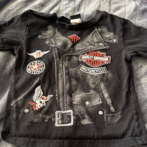 Harley-Davidson Black Graphic Tee with Jacket Design